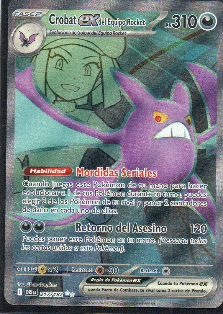Crobat ex del equipo rocket Español DRI 217 Ultra rare