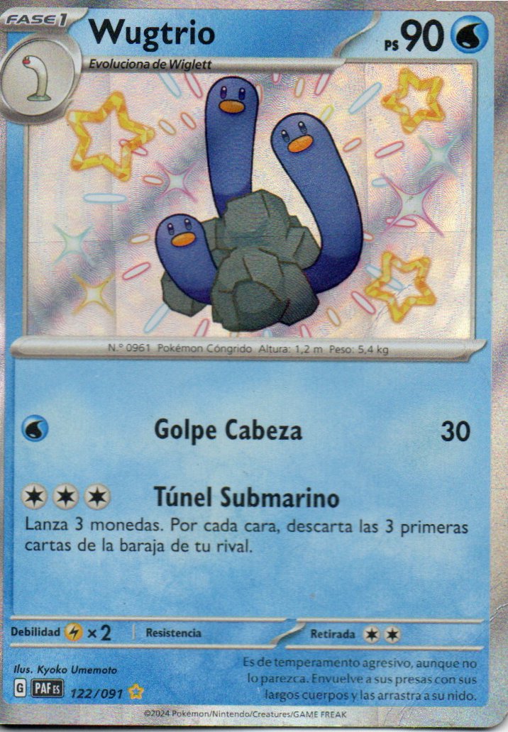 Wugtrio Español PAF 122 Shiny rare