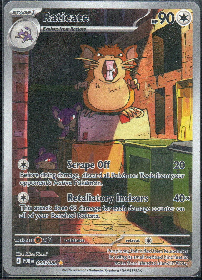 Raticate Ingles POR 099 Illustration rare