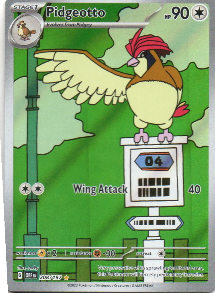 Pidgeotto Ingles OBF 208 Illustration rare