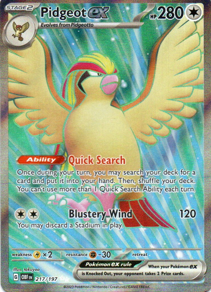 Pidgeot ex Ingles OBF 217 ultra rare