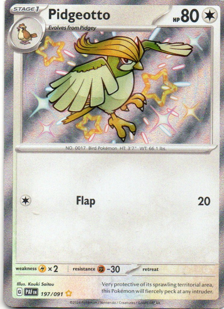 Pidgeotto Ingles PAF 197 Shiny rare