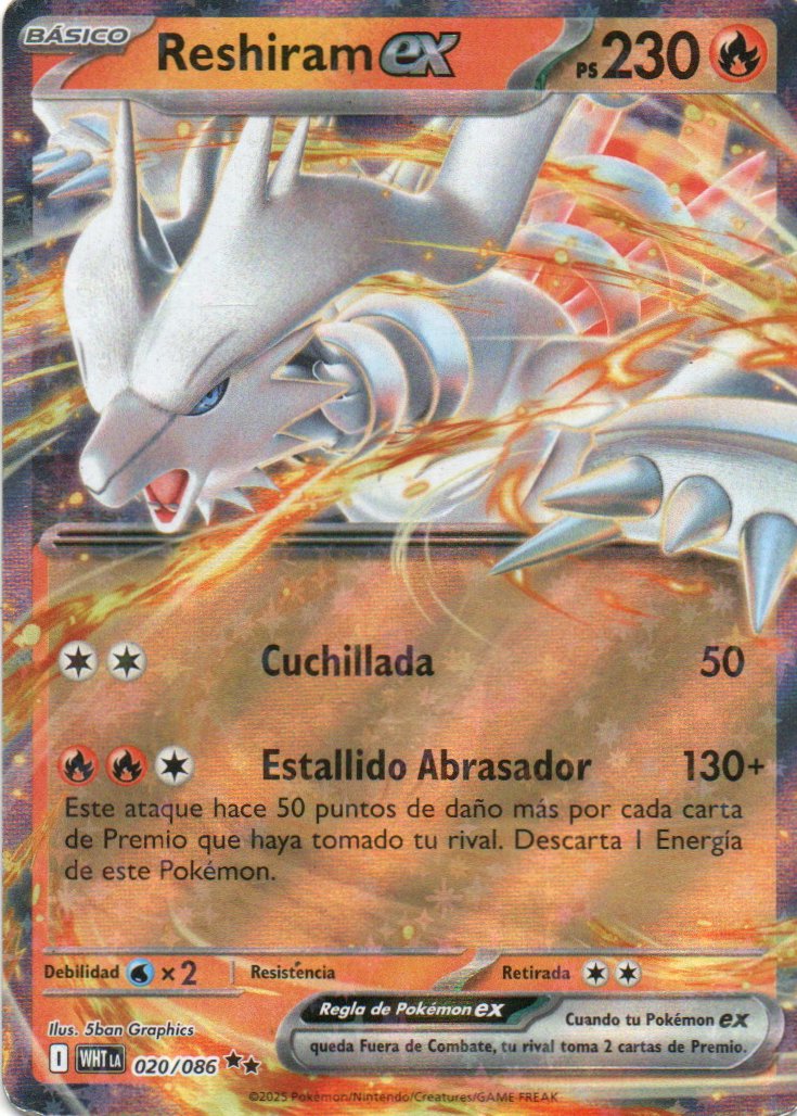 Reshiram ex Español WHT 020 Double rare
