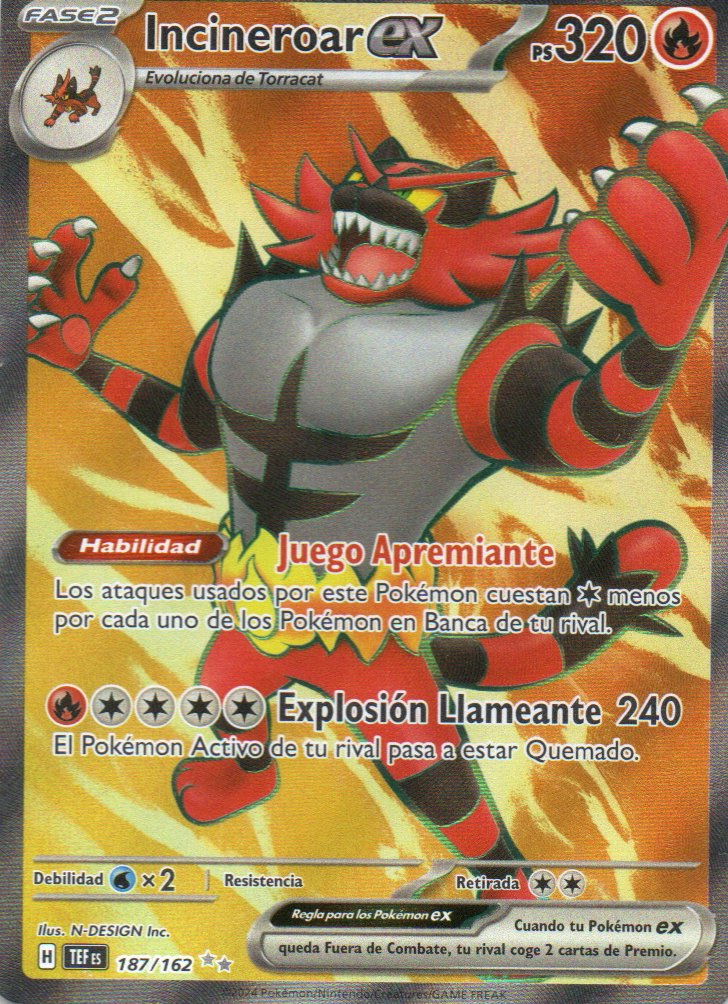 Incineroar ex Español TEF 187 Ultra rare