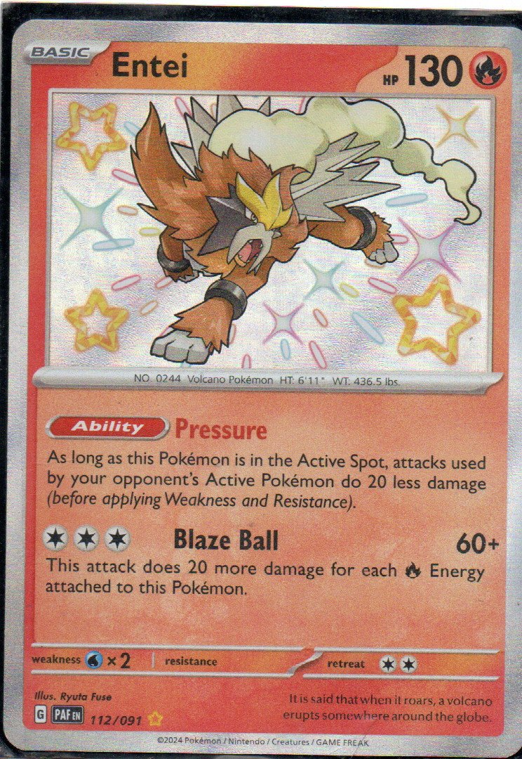 Entei Ingles PAF 112 Shiny rare