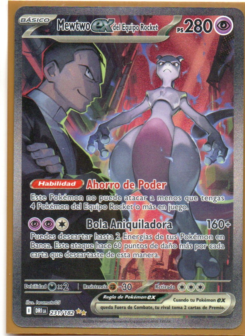 Mewtwo ex del equipo rocket DRI 231 Special Illustration rare Español