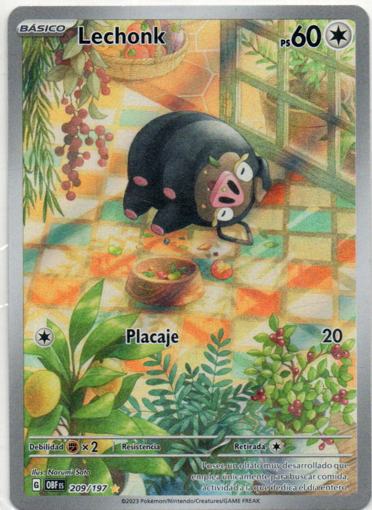 Lechonk OBF 209 Illustration rare Español
