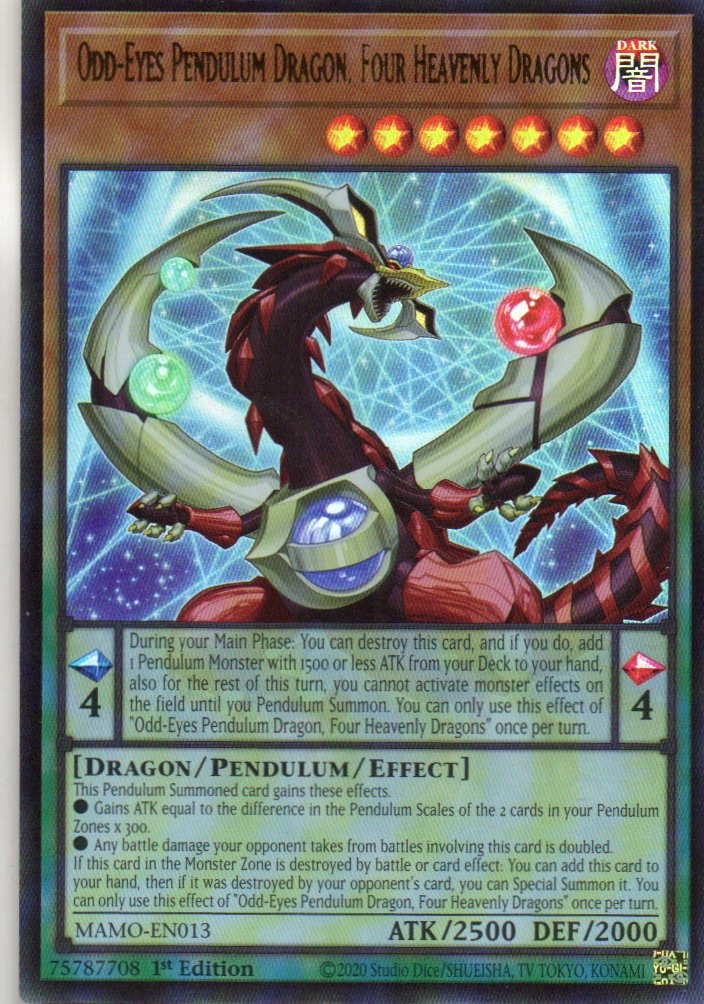 Odd-Eyes Pendulum Dragon, Four Heavenly Dragons MAMO-EN013 Ultra Rare