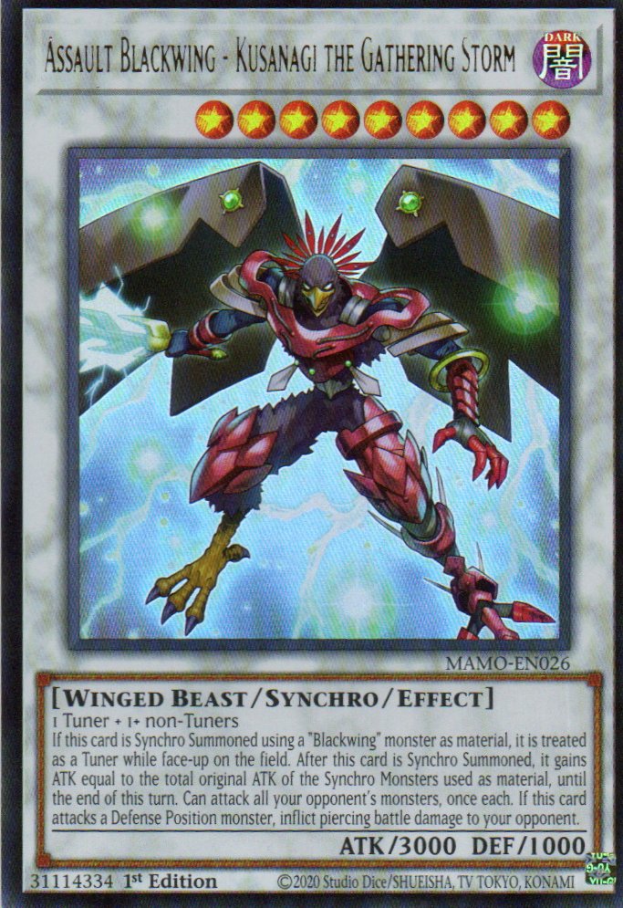 Assault Blackwing - Kusanagi the Gathering Storm MAMO-EN026 Ultra Rare