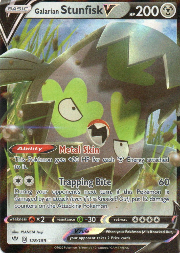 Galarian Stunfisk V 128 Ultra rare Ingles