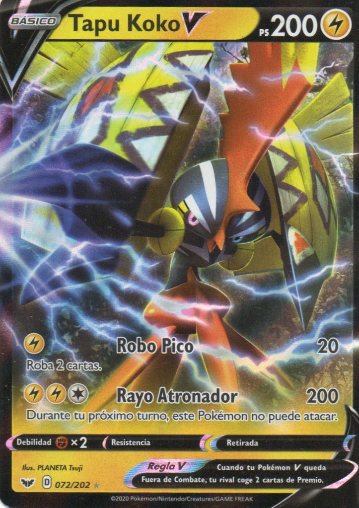 Tapu Koko V 72 Ultra rare Español