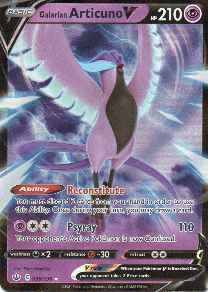 Galarian Articuno 58 Ultra rare Ingles