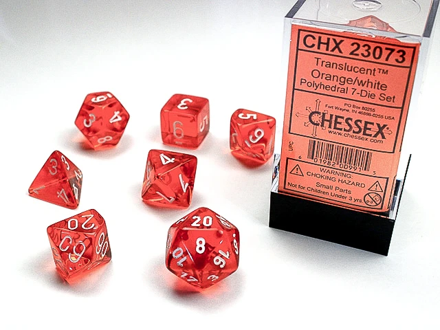 Dados Chessex 23073 Translucent Orange/White