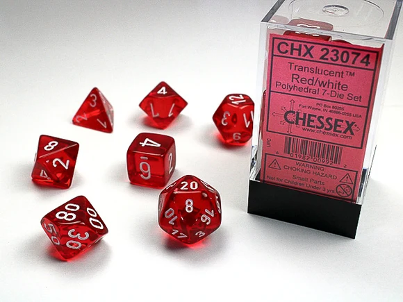 Dados Chessex 23074 Translucent Red/White