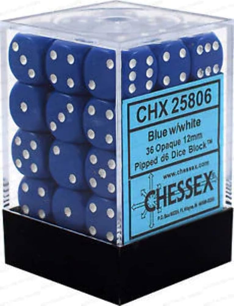 Dados Chessex 25806 Blue/White (36 pzas d6)