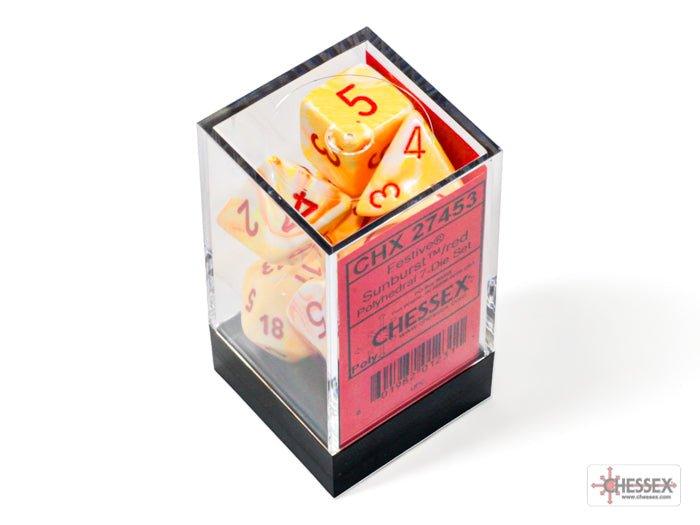 Dados Chessex 27453 Festive Sunburst/Red
