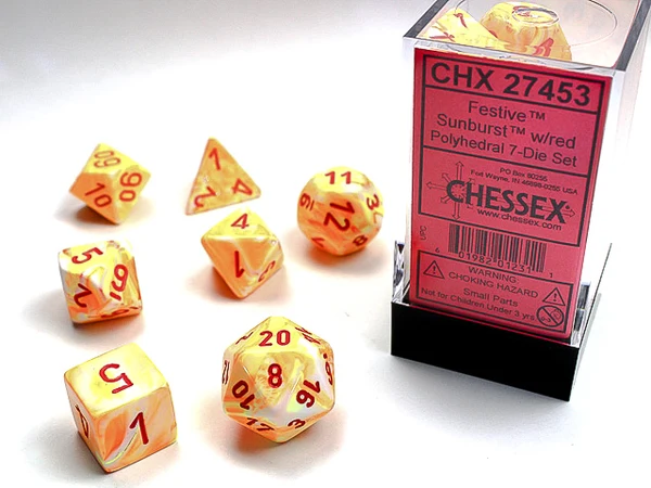 Dados Chessex 27453 Festive Sunburst/Red