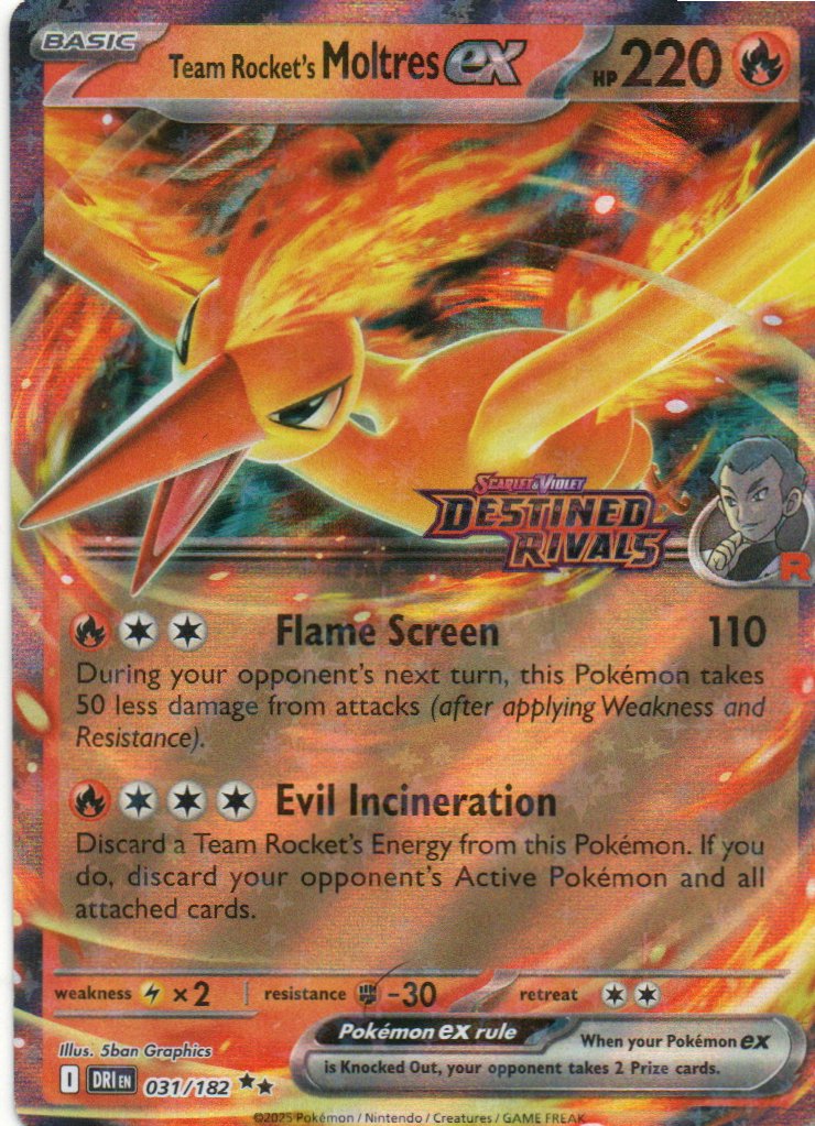 Team rocket's Moltres ex stamped DRI 031 Double rare Ingles