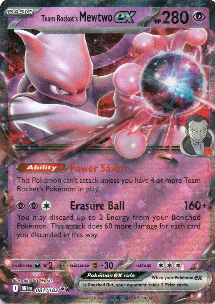 Team rocket's Mewtwo ex DRI 081 Double rare Ingles
