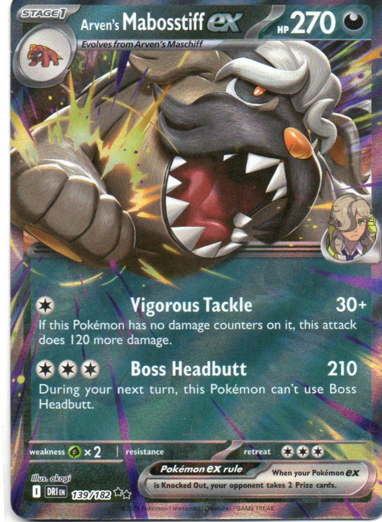 Arven's Mabosstiff ex DRI 139 Double rare Ingles