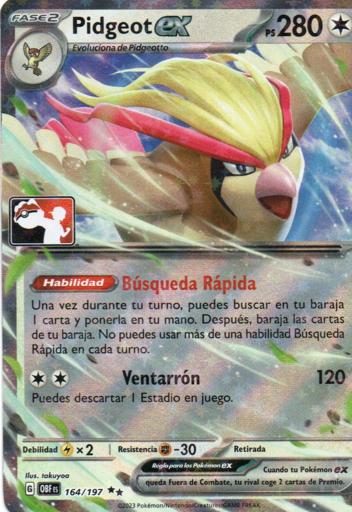 Pidgeot ex OBF 164 Double rare Español