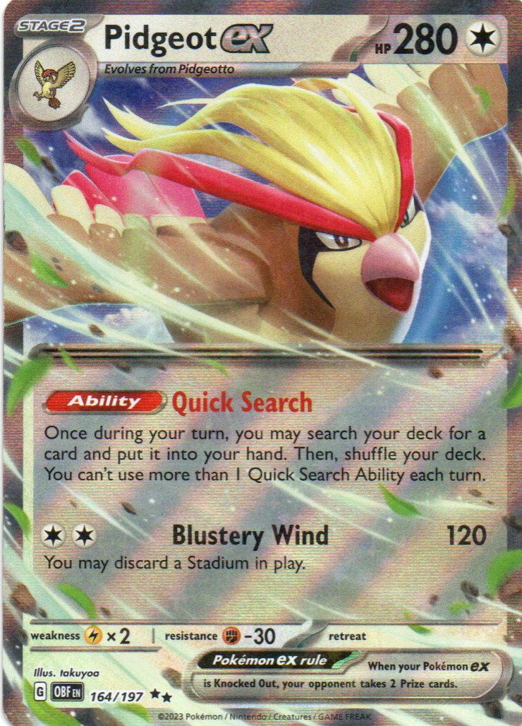Pidgeot ex OBF 164 Double rare Ingles