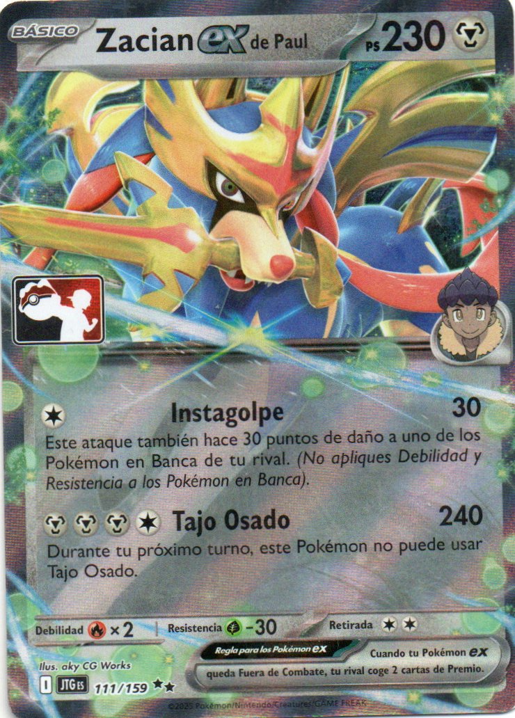 Zacian ex de paul JTG 111 Double rare Español