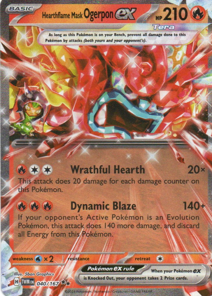 Hearthflame Mask Ogerpon ex TWM 040 Double rare Ingles