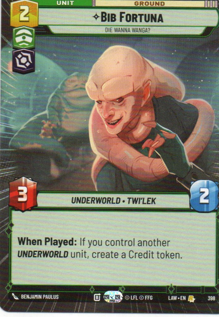 Bib Fortuna Die Wanna Wanga? Rare LAW 398