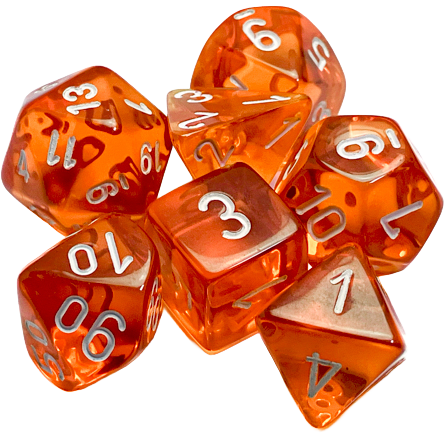 Dados Chessex 23073 Translucent Orange/White