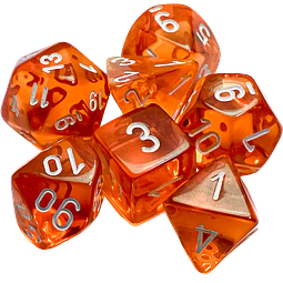 Dados Chessex 23073 Translucent Orange/White