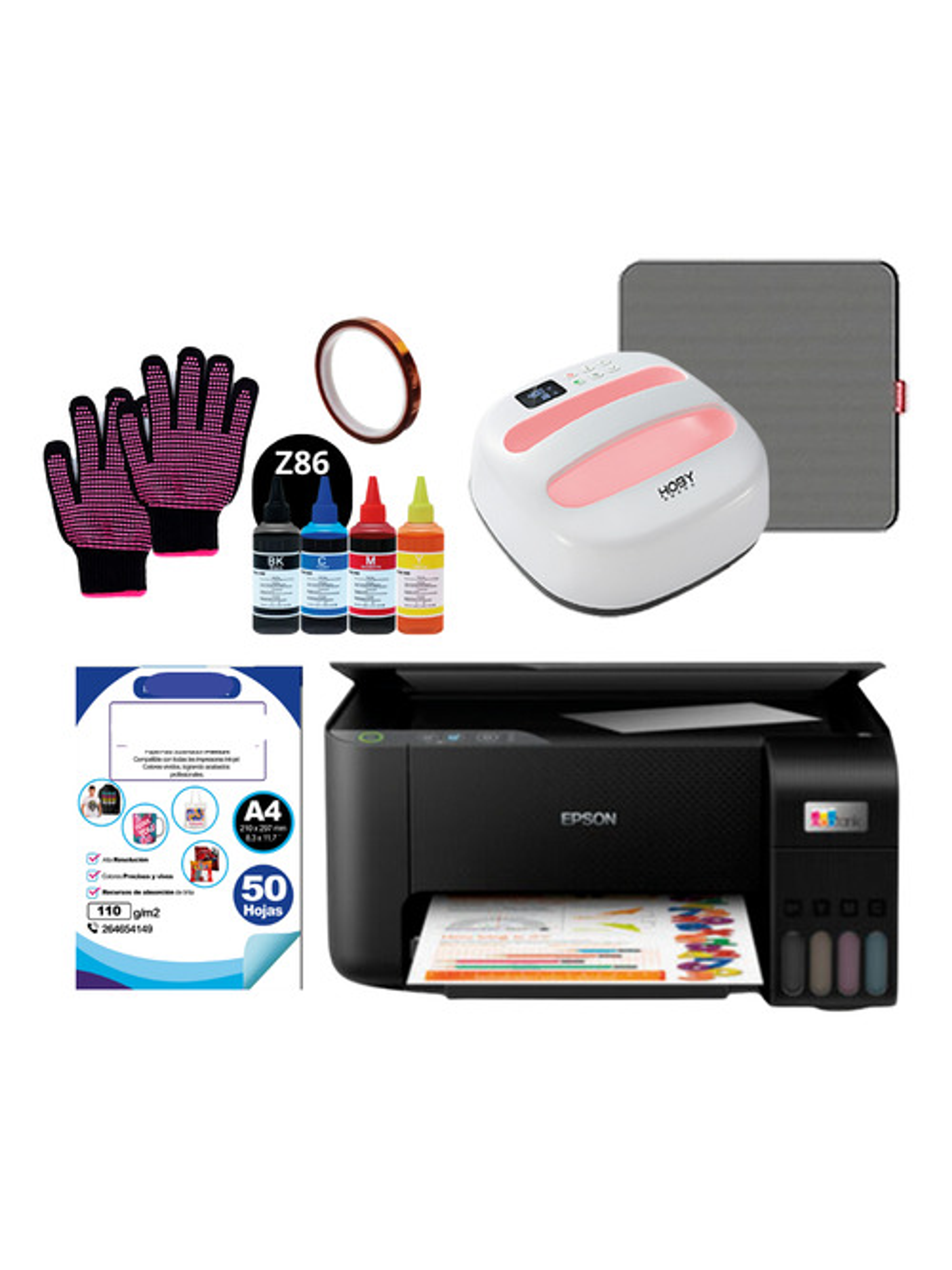 Impresora Epson L1250 + Tintas + Plancha Hoby 24x24 Z86 1