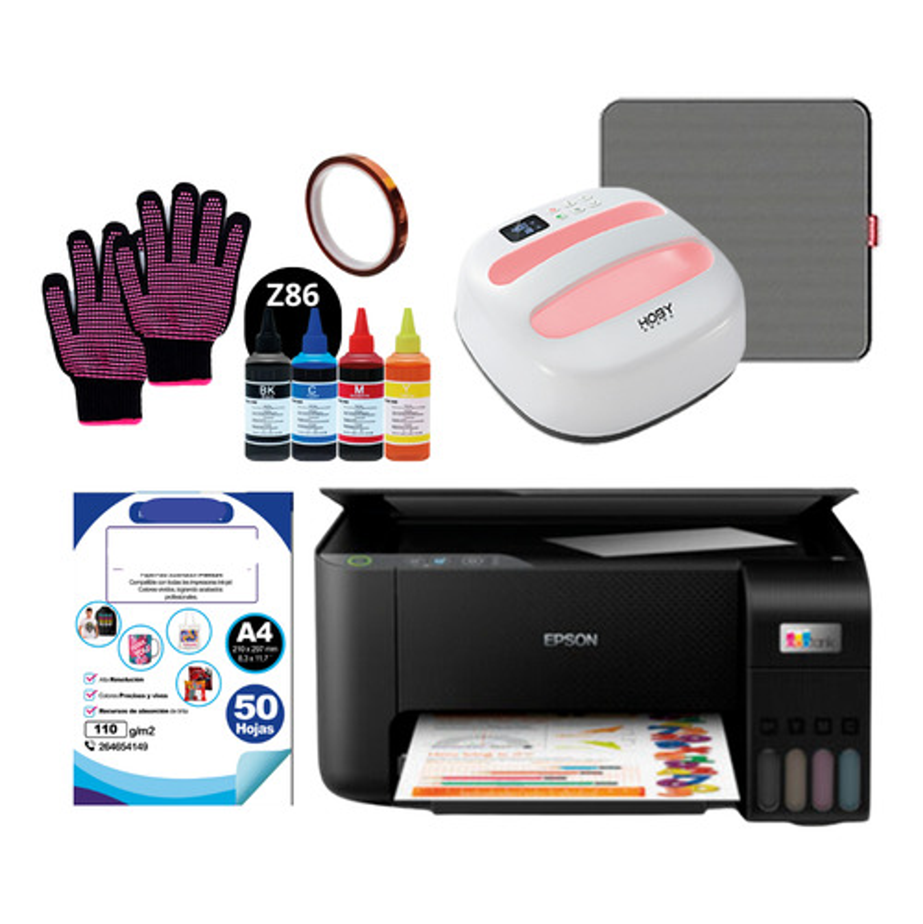 Impresora Epson L1250 + Tintas + Plancha Hoby 24x24 Z86 1