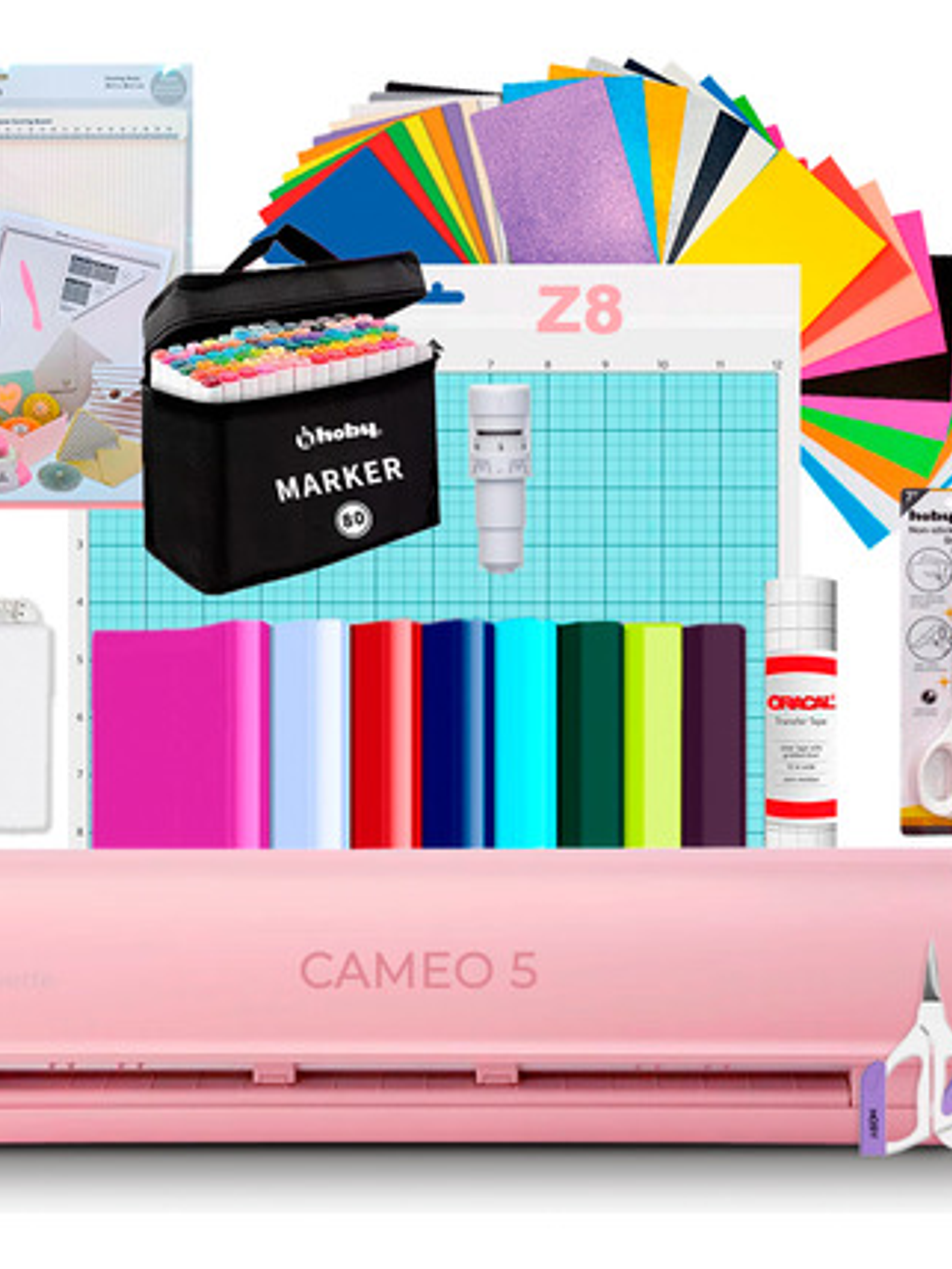 Kit Silhouette Cameo 5 Rosa Base Plegadora Y Marcadores Z8 1