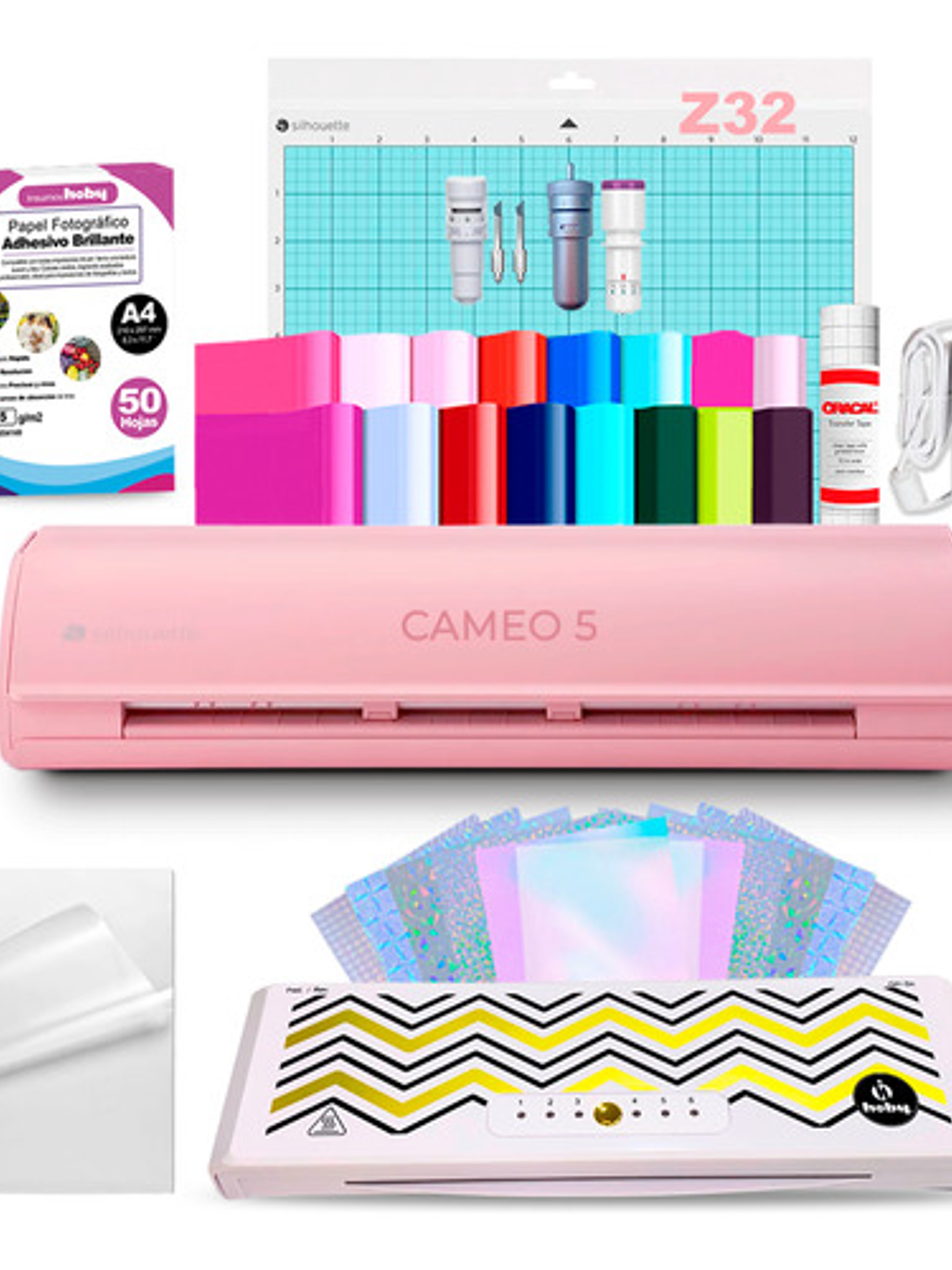 Kit Silhouette Cameo 5 Rosa + Foliadora Hoby E Insumos Z32 1