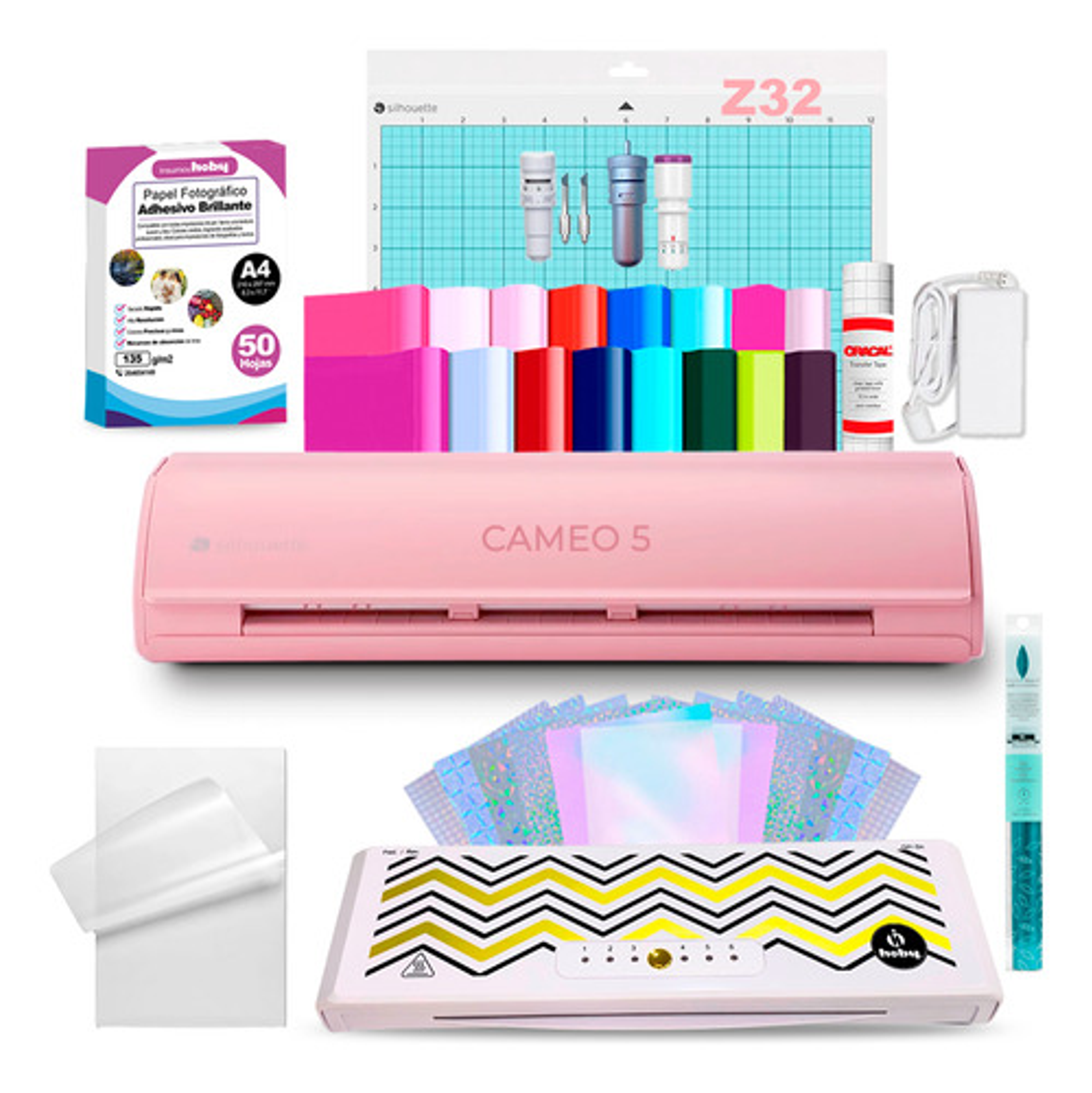 Kit Silhouette Cameo 5 Rosa + Foliadora Hoby E Insumos Z32 1