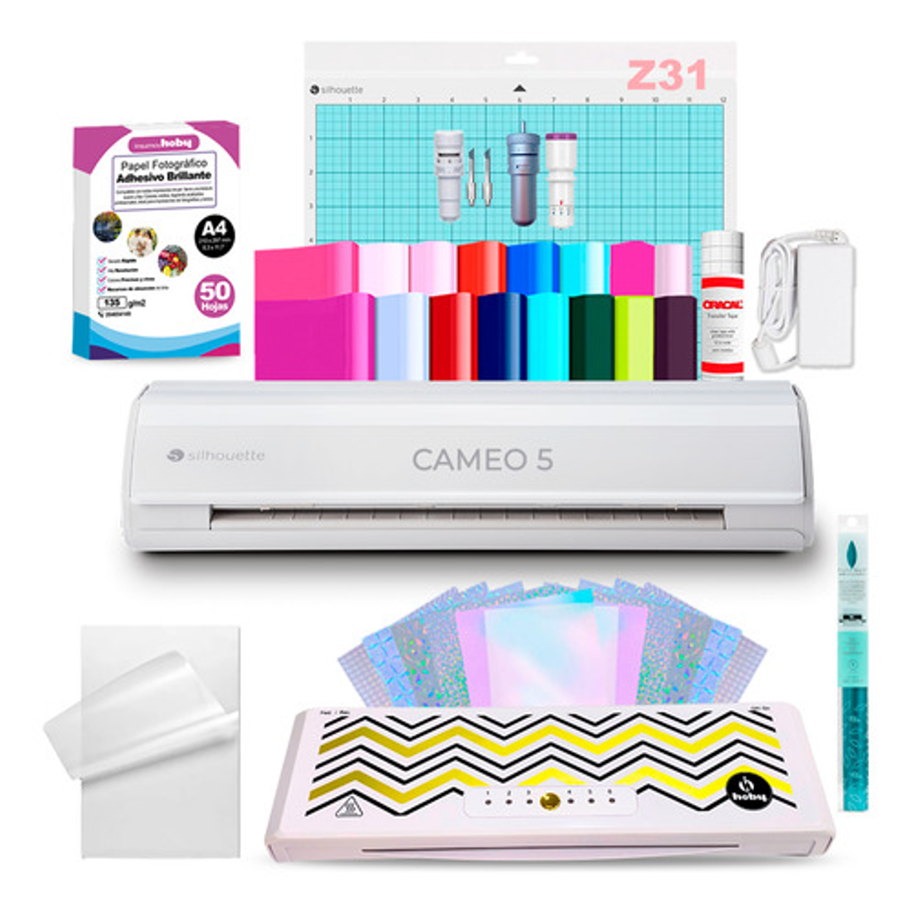 Kit Silhouette Cameo 5 Blanca + Foliadora Hoby E Insumos Z31 1