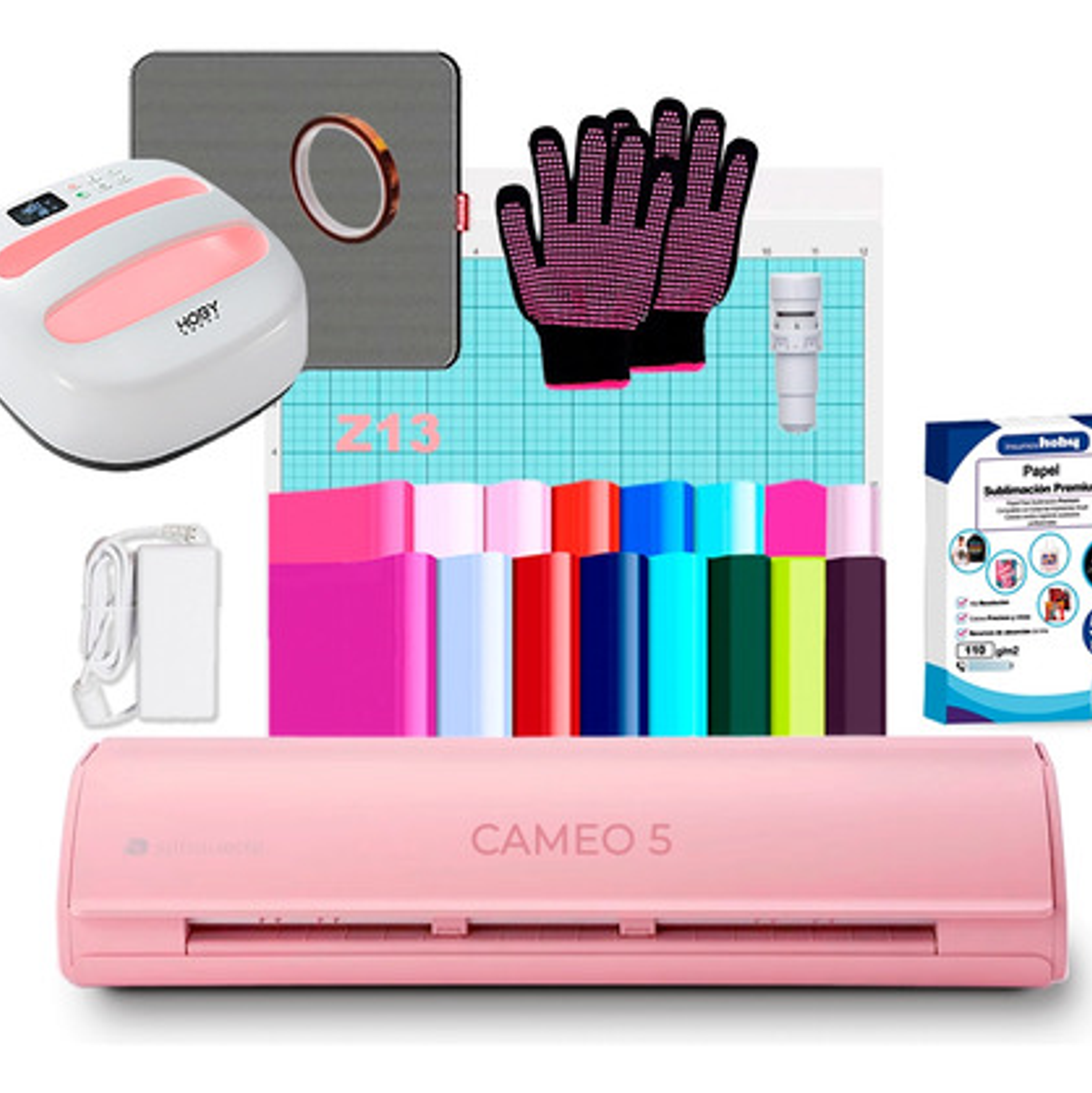 Kit Cameo 5 Rosa + Hoby Press 24x24 Cms E Insumos Z13 1