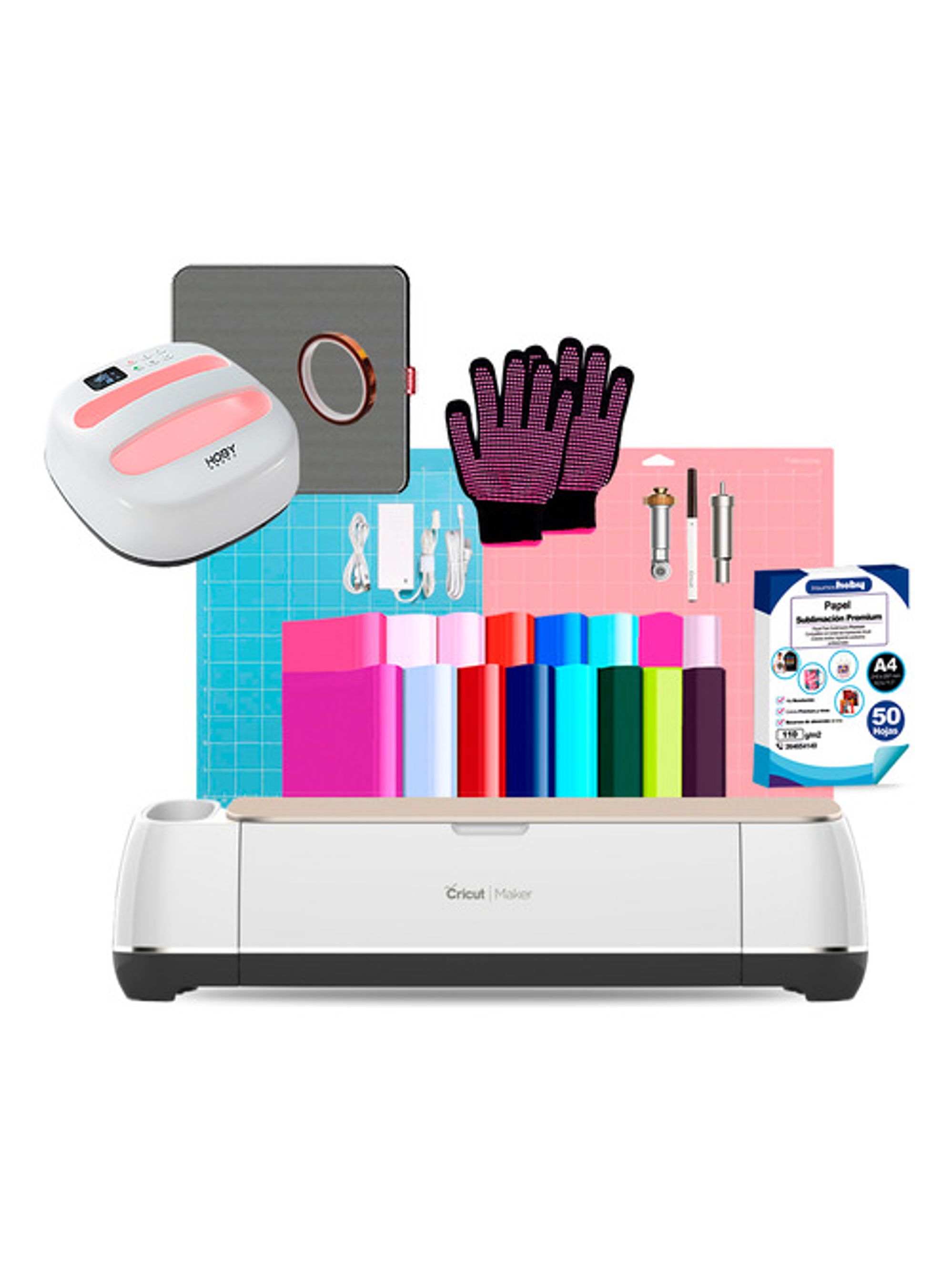 Kit Cricut Maker Rosa + Hoby Press 24x24 Cms E Insumos Z14 1