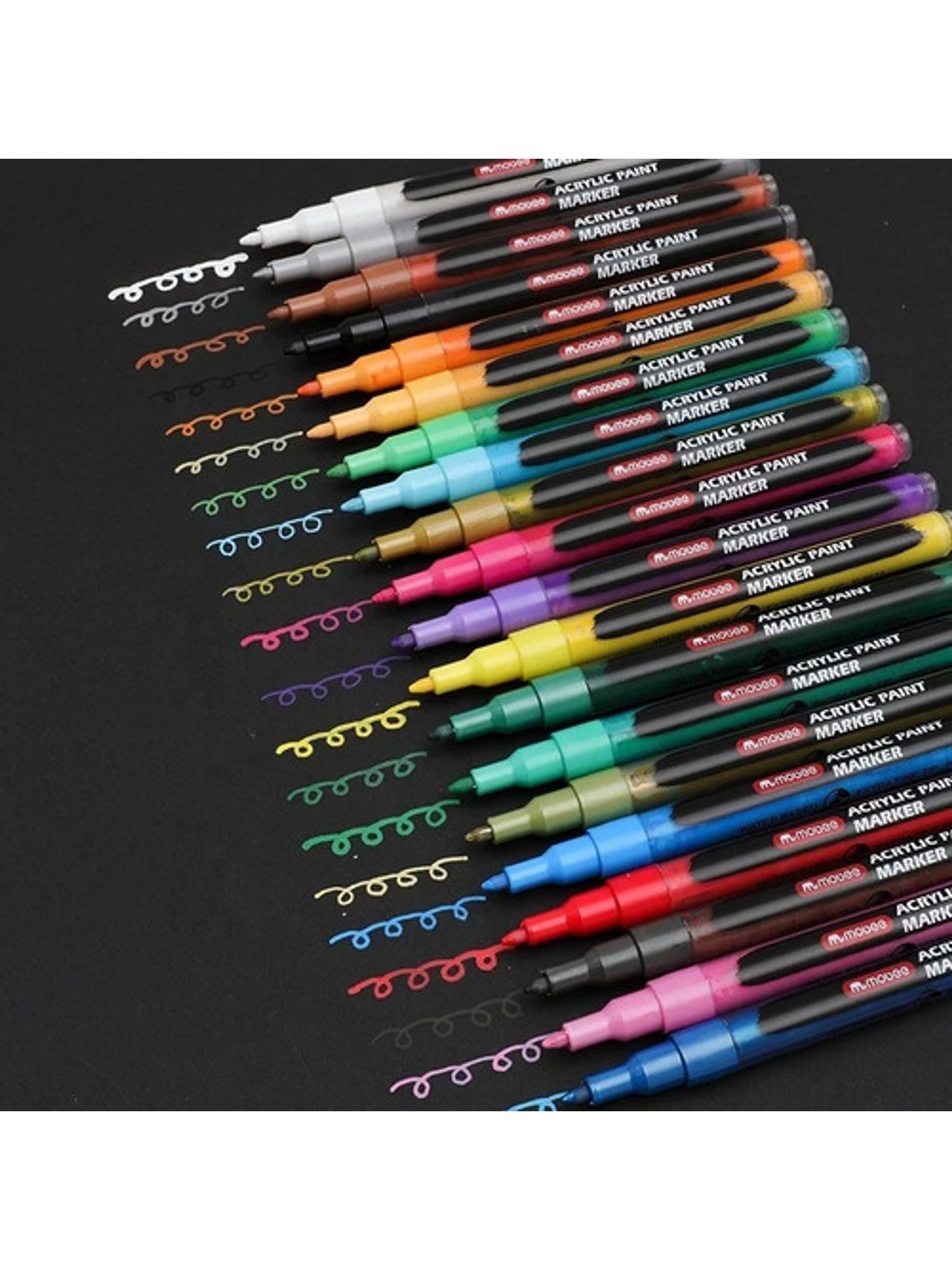 Marcadores Acrílicos Lápices 20 Color Punta Fina Permantente Hoby 3