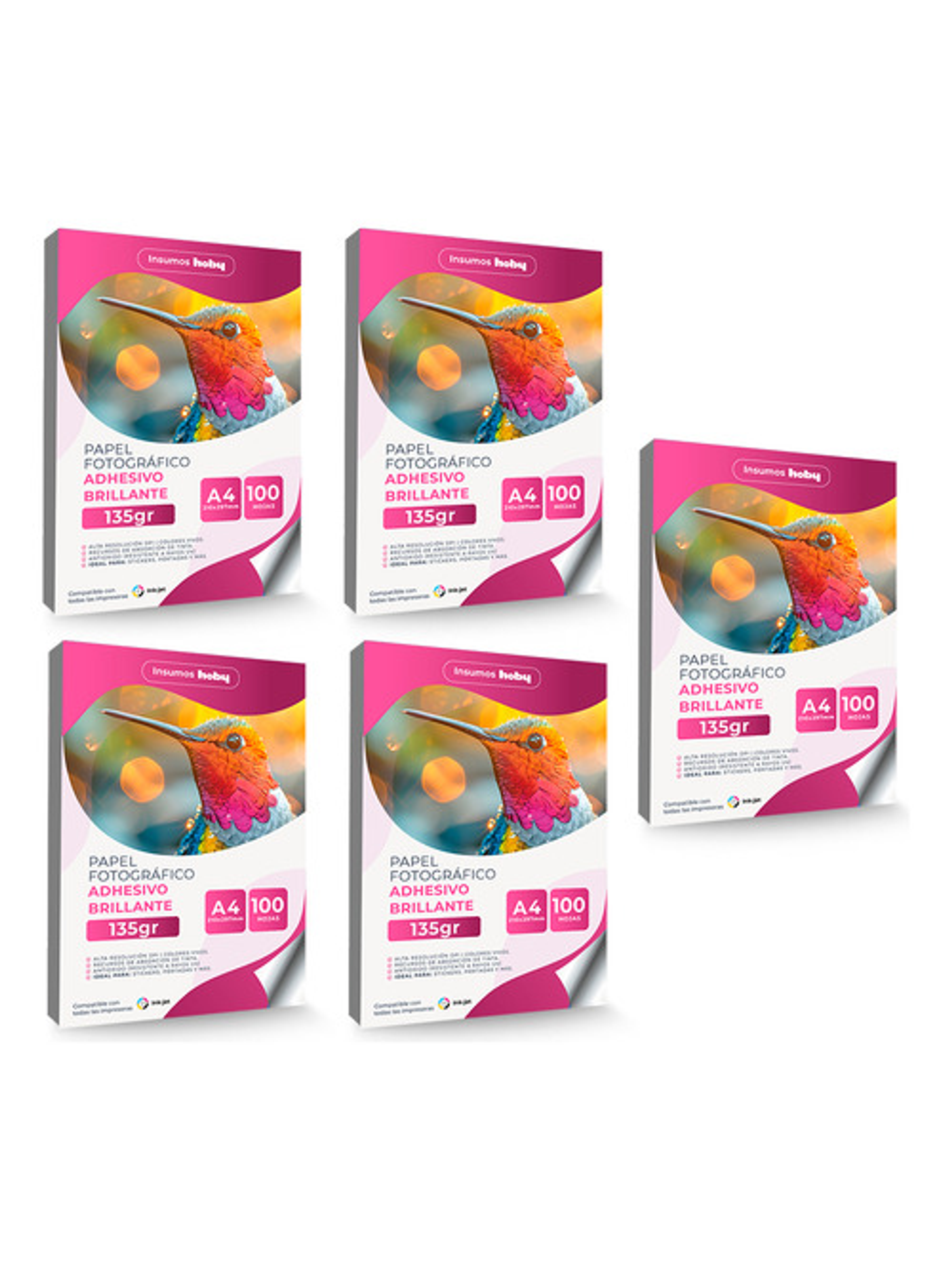 Papel Fotográfico Adhesivo Brillante 135gr 500 Hojas A4 Ap27 4