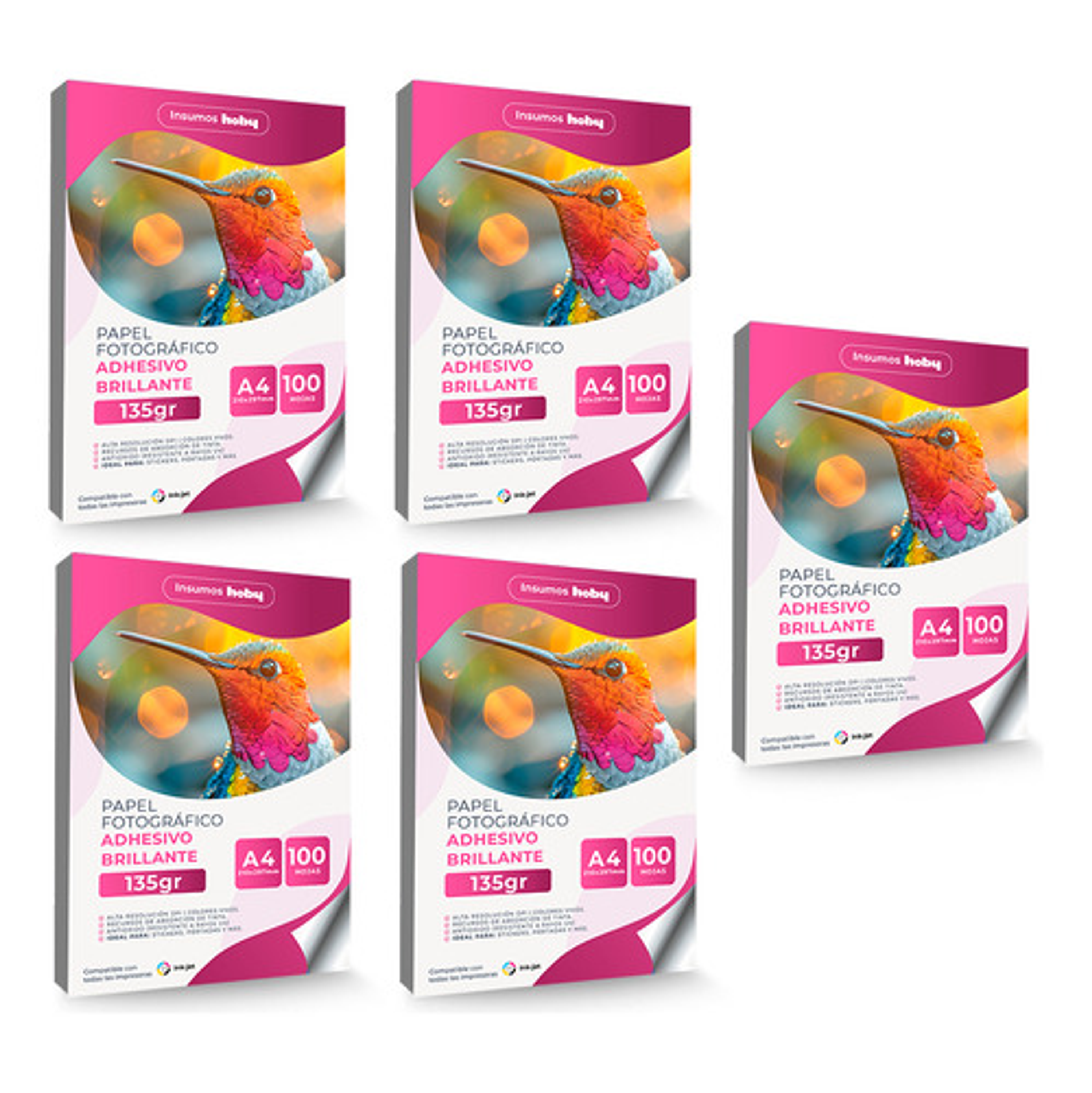 Papel Fotográfico Adhesivo Brillante 135gr 500 Hojas A4 Ap27 4
