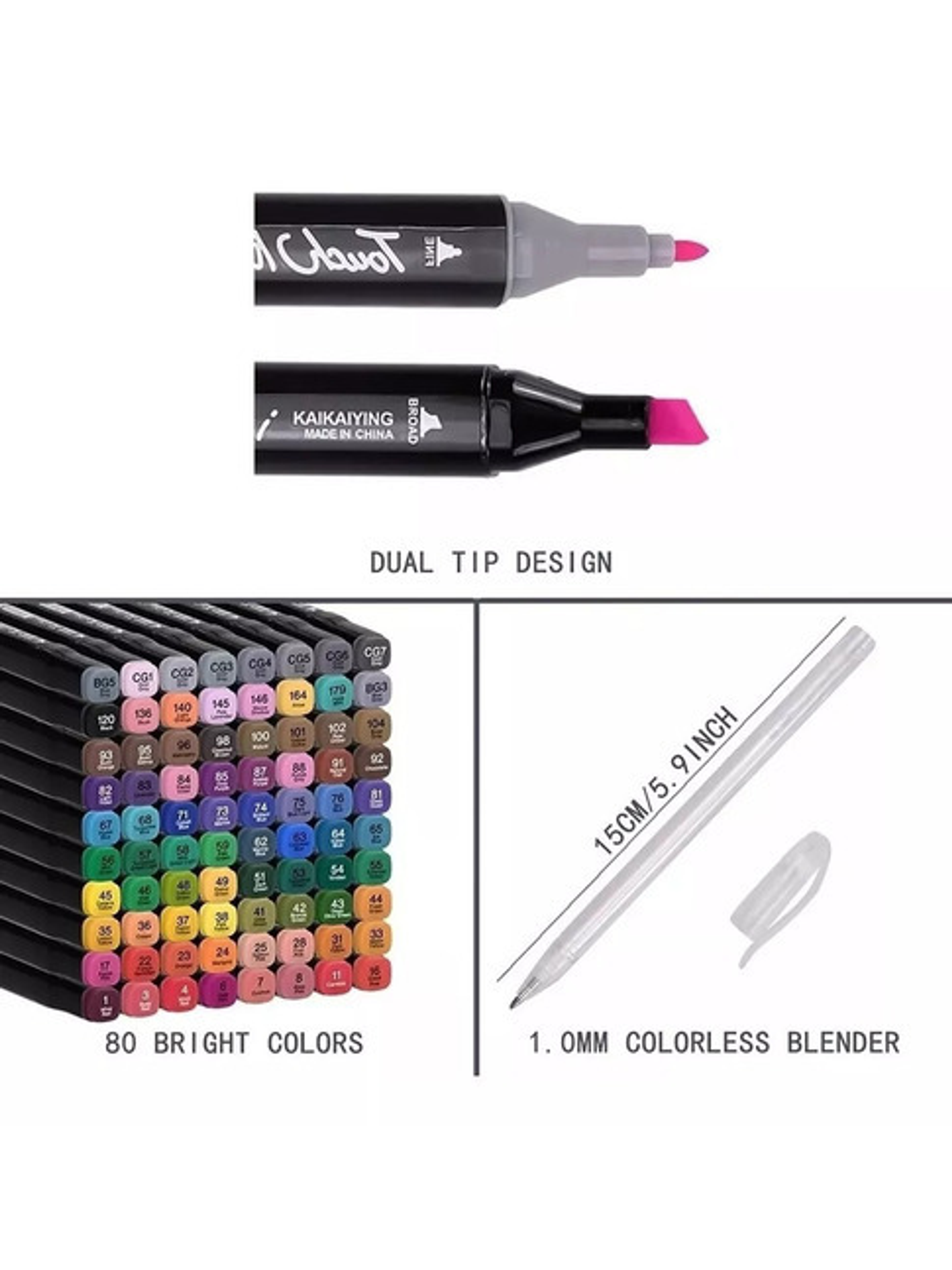 Set 80 Marcadores De Alcohol Plumones Lapices Marcadores De Colores Plumon Doble Punta Permanentes 3