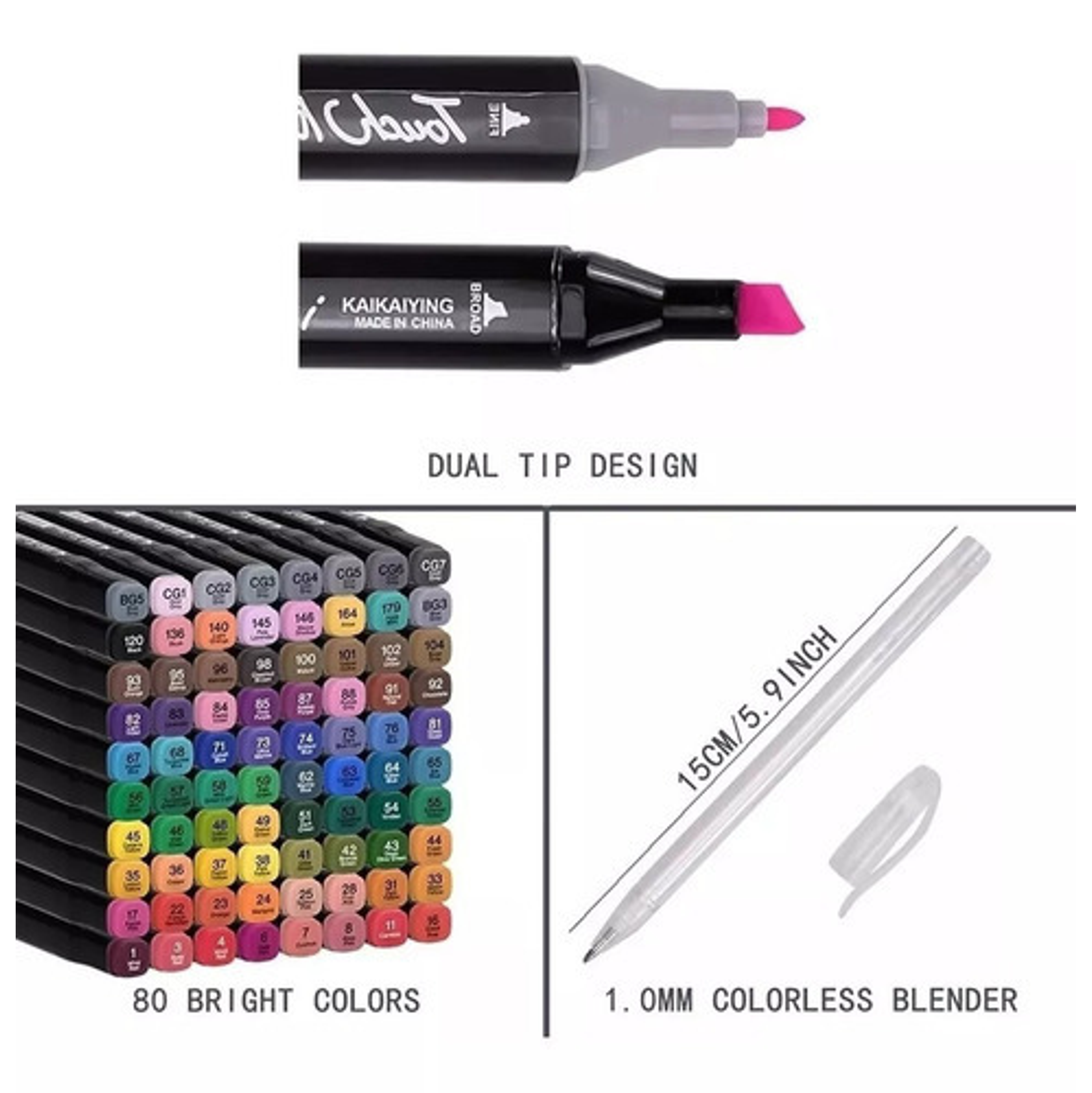 Set 80 Marcadores De Alcohol Plumones Lapices Marcadores De Colores Plumon Doble Punta Permanentes 3