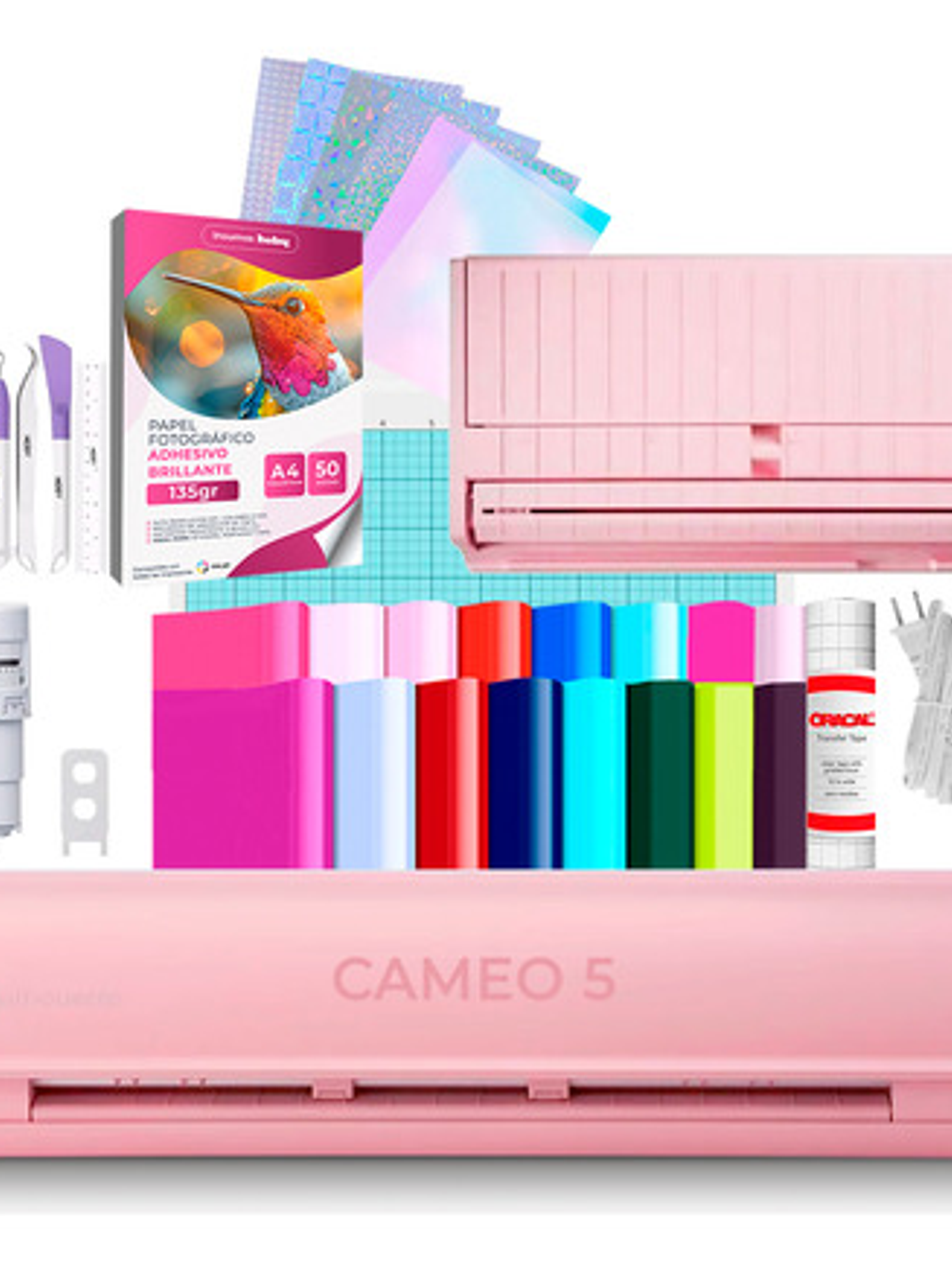 Silhouette Cameo 5 Rosa + Papel + Laminado Kit Stickers Y15 1