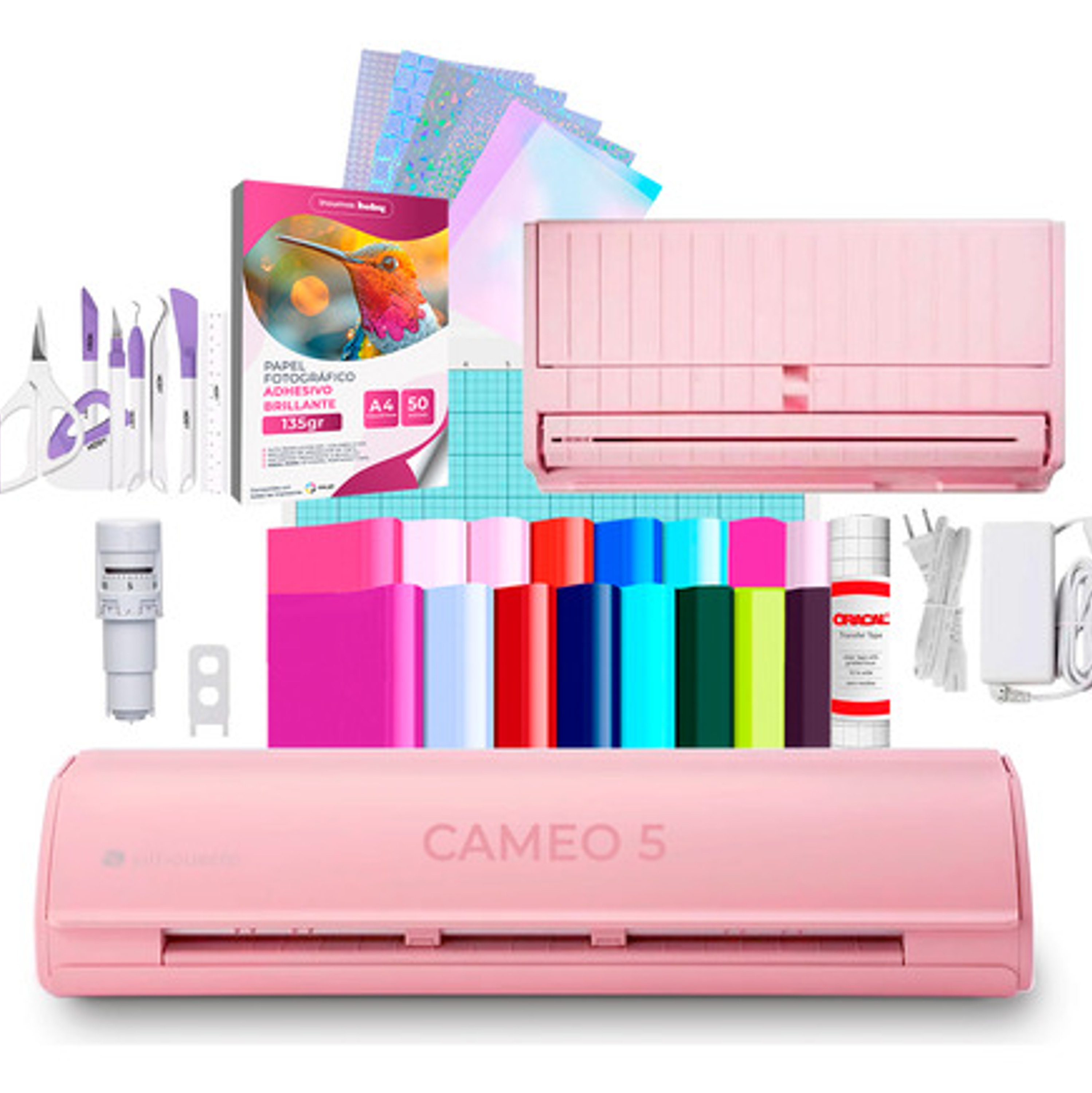 Silhouette Cameo 5 Rosa + Papel + Laminado Kit Stickers Y15 1