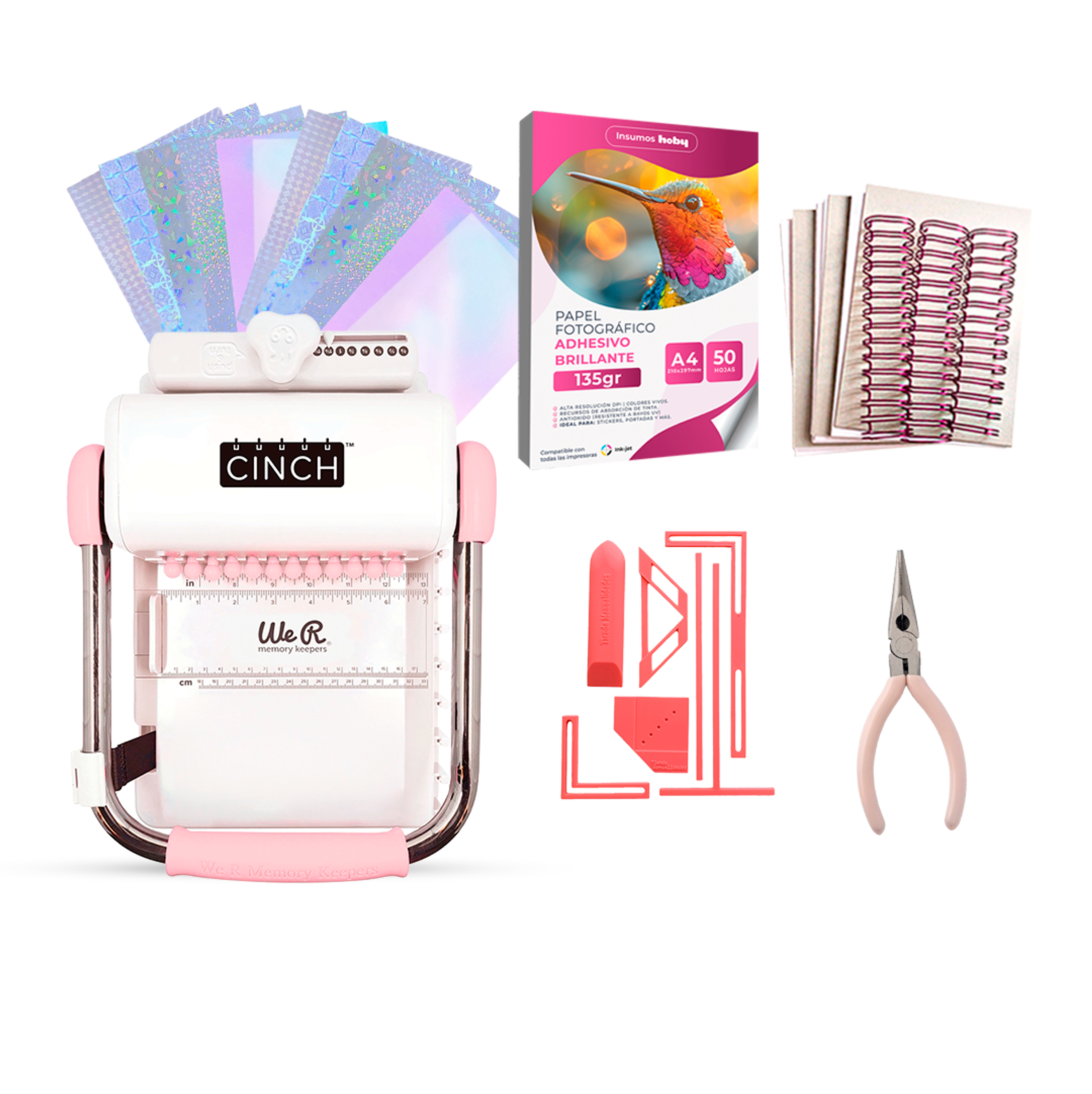 Kit Encuadernadora Cinch + Planner + Reglas + Insumos Ch23 1