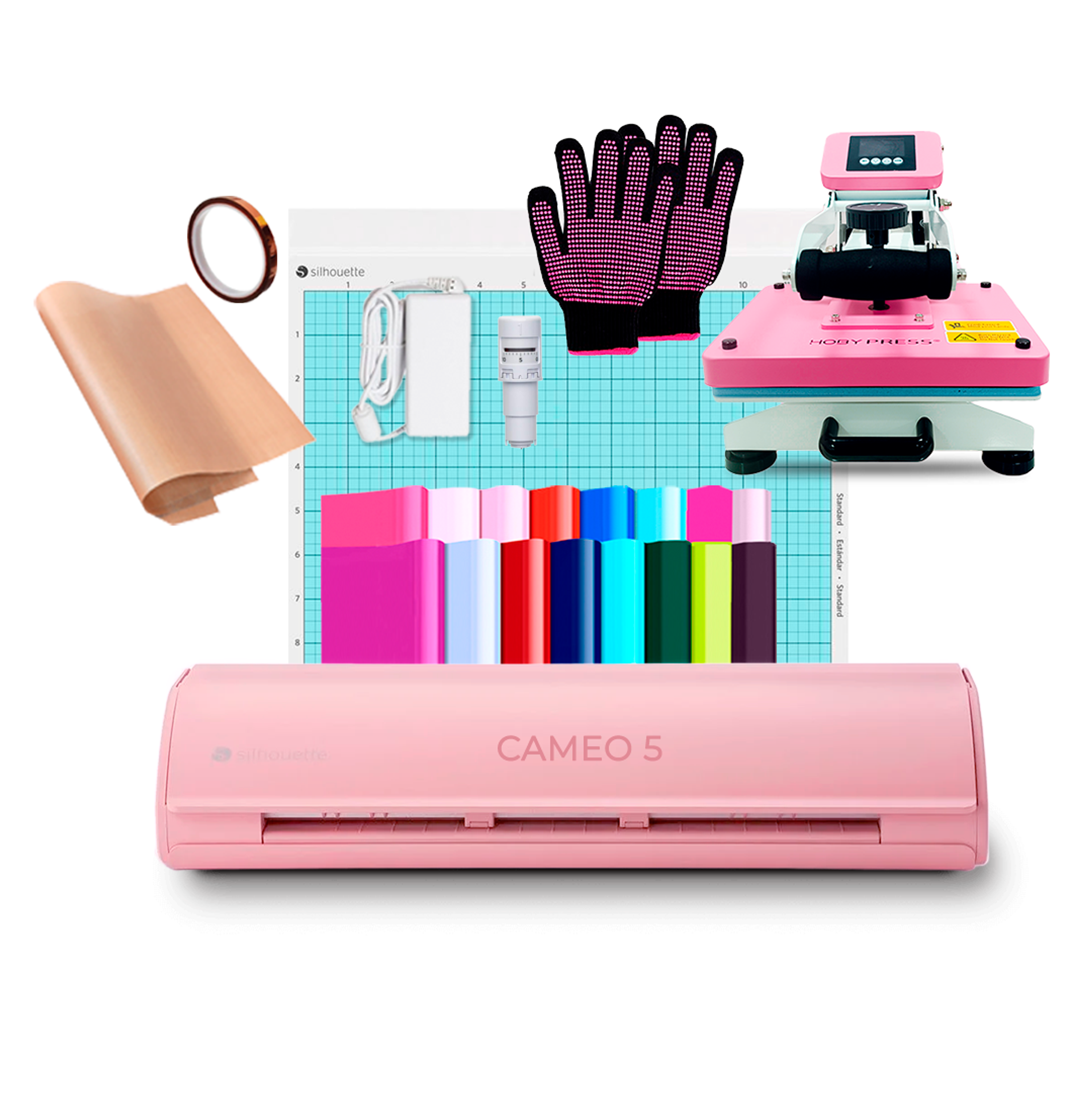 Kit Cameo 5 Rosa + Hoby Press 23x30cm E Insumos Z37  1