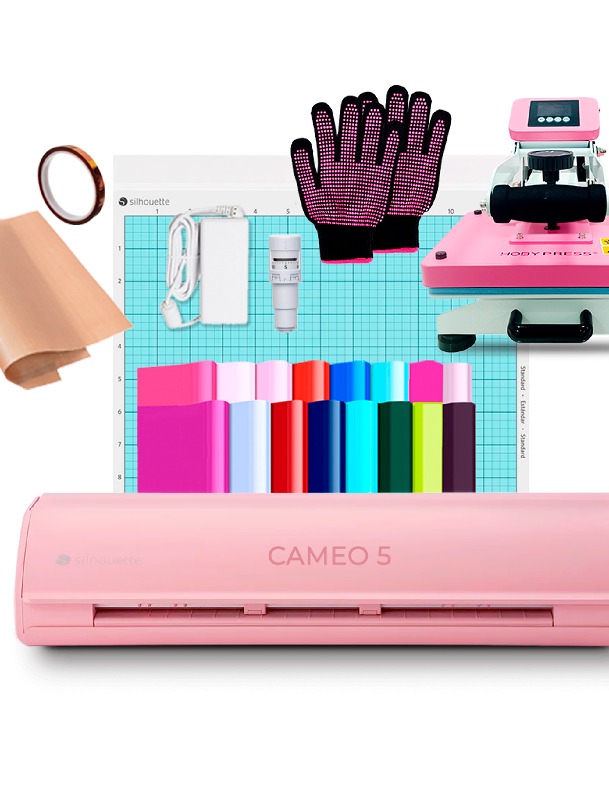 Kit Cameo 5 Rosa + Hoby Press 23x30cm E Insumos Z37  1