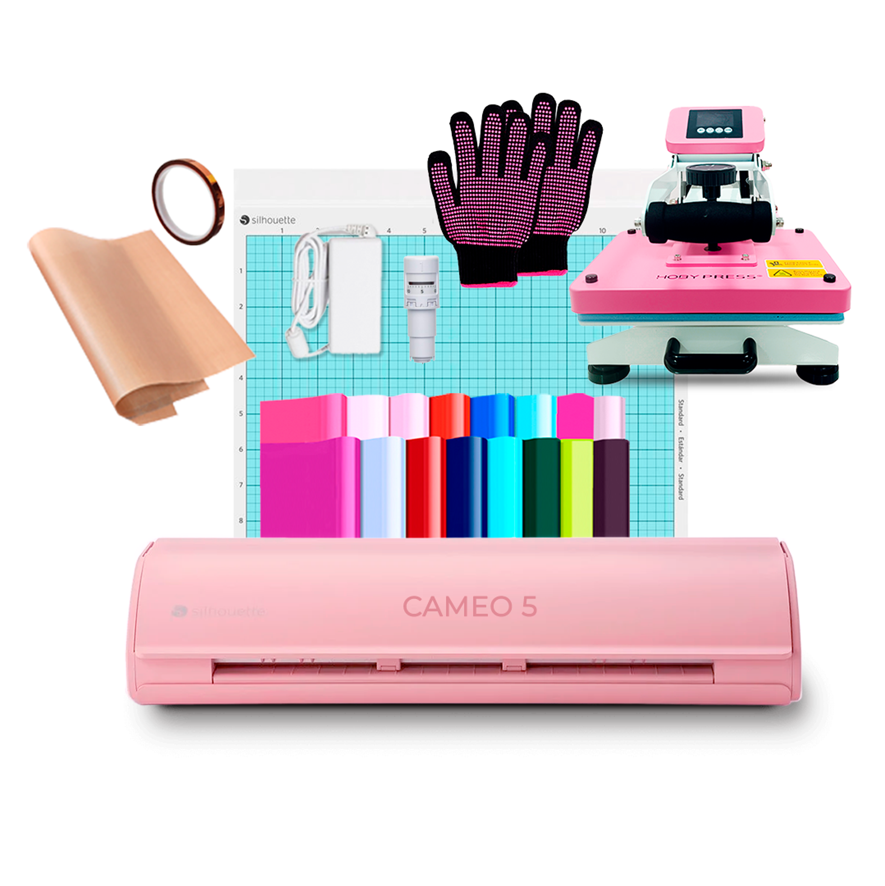 Kit Cameo 5 Rosa + Hoby Press 23x30cm E Insumos Z37  1